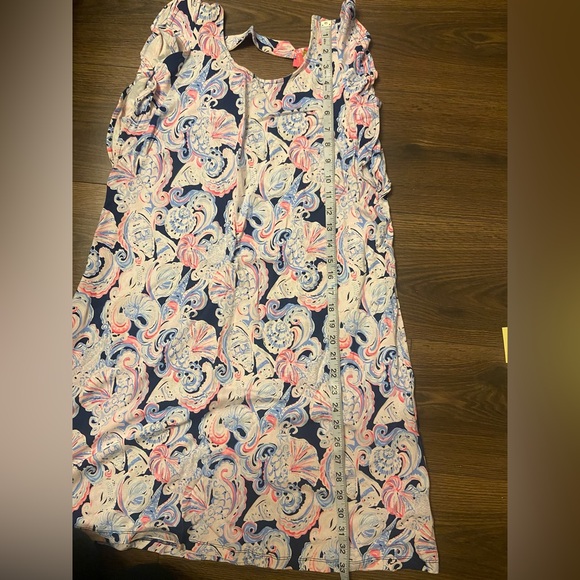 Lilly Pulitzer Dani Ruffled Abstract Shift Dress Color: High Tide Sz:M - Picture 10 of 11